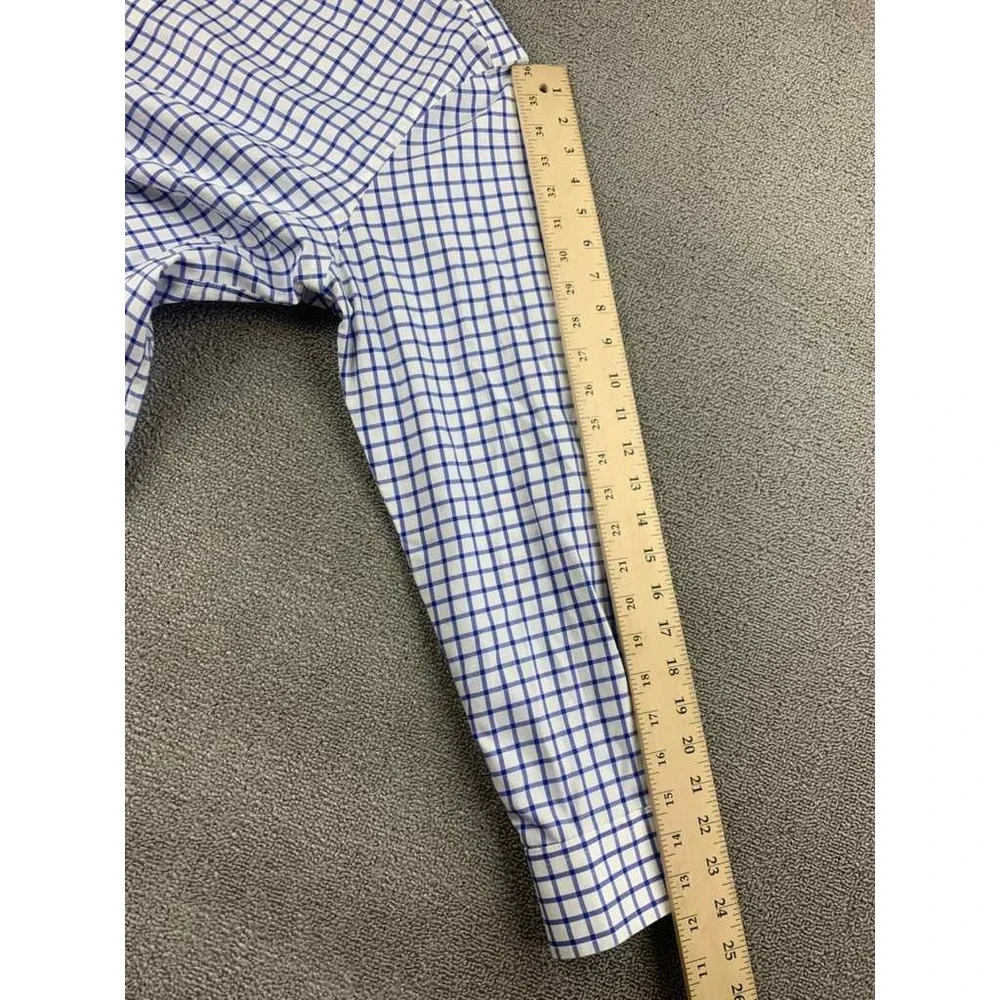 Charles Tyrwhitt Button Shirt Men 17/34 Blue‎ White Extra Slim Fit Check Cotton